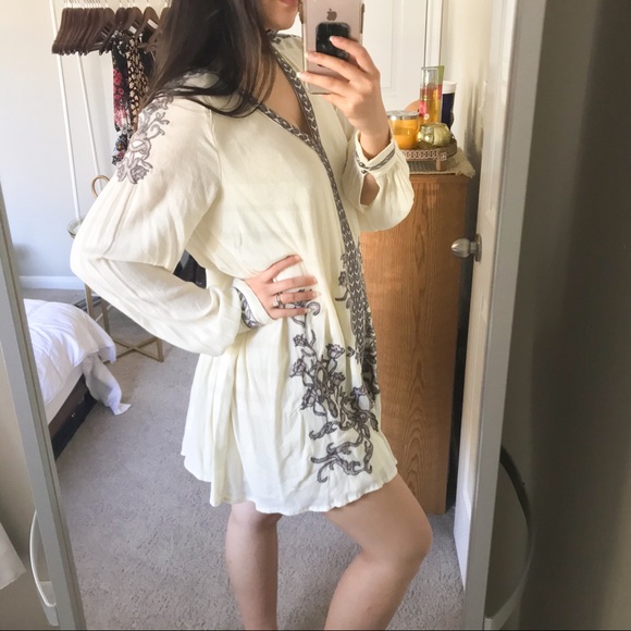 Free People Ivory Embroidered Swing Dress - Picture 7 of 13